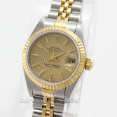 Rolex Datejust 79173 18K Gold Steel Champagne Tapestry